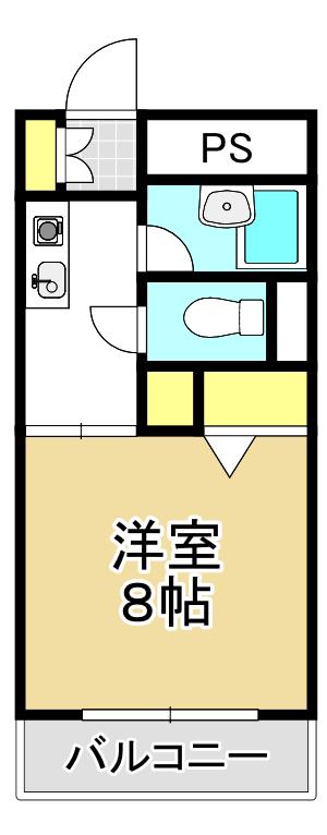 スクエアT(1K/3階)の間取り写真
