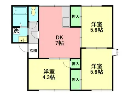 アーバンヒル(3DK/1階)の間取り写真