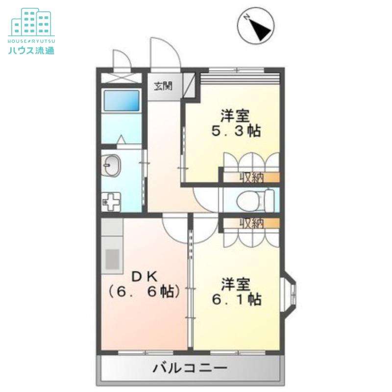 シャンティア(2DK/2階)の間取り写真