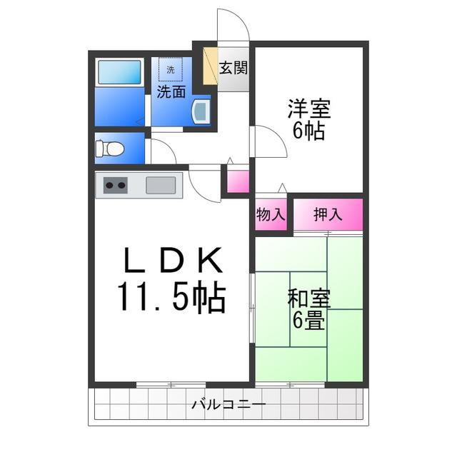 グランパルク(2LDK/1階)の間取り写真
