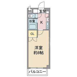 レージュ松原(1K/2階)の間取り写真