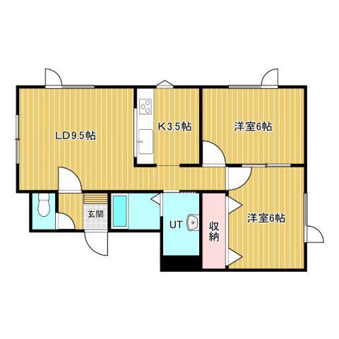 エクセルコート緑ヶ岡(2LDK/2階)の間取り写真