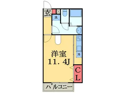 クレール・シャンブル(ワンルーム/3階)の間取り写真