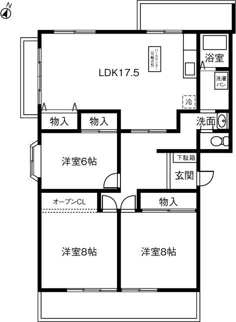 レジデンス八王寺(3LDK/3階)の間取り写真