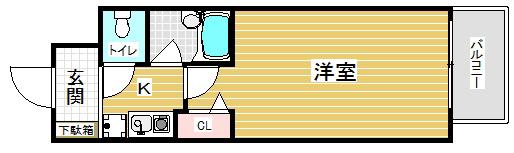 エスリード三宮第3(1K/8階)の間取り写真