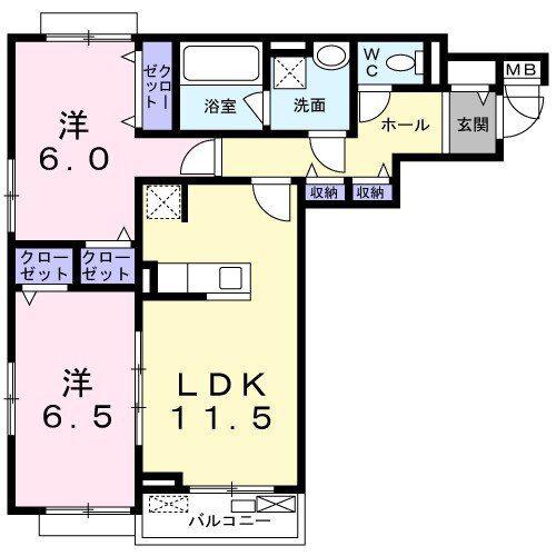 エフ ヒルサイドテラス(2LDK/3階)の間取り写真