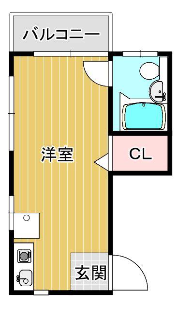 カサベラ(ワンルーム/2階)の間取り写真