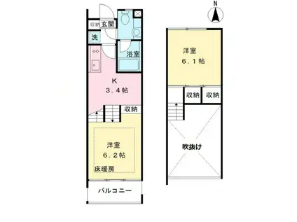 HI-ROOMS桜上水B(2K/3階)の間取り写真