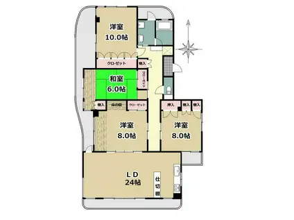 ハイツ中町(4LDK/2階)の間取り写真