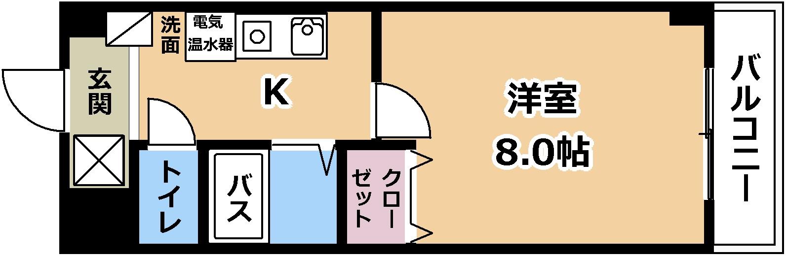 ROOMS OOJI(1K/3階)の間取り写真
