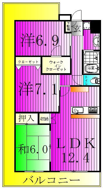 INSURANCE BLDG.&8554(3LDK/3階)の間取り写真
