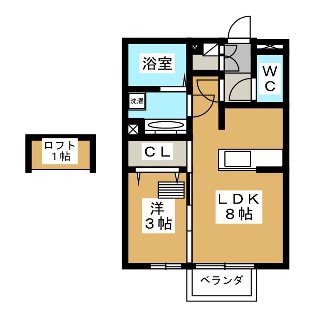 ALICE GARDEN NAKAJIMA C棟(1LDK/2階)の間取り写真