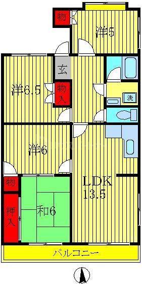 メゾンドベルウッドA(4LDK/4階)の間取り写真