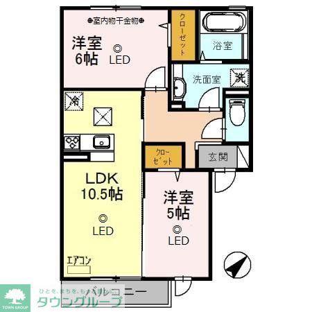 ヴィラ アリエッタ(2LDK/1階)の間取り写真