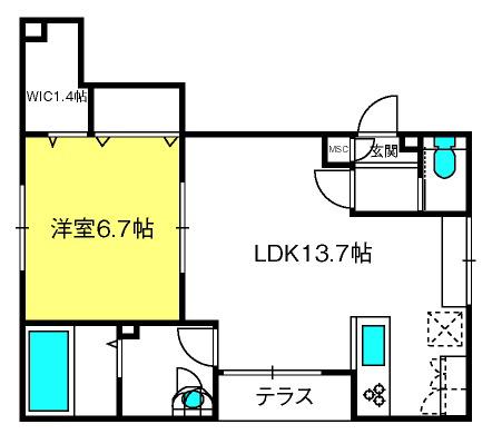 170HAUS N(1LDK/1階)の間取り写真