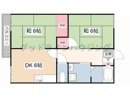 カーサYASIRO(2DK/1階)の間取り写真