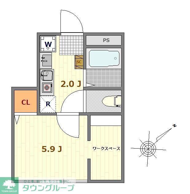 CS飛田給(1K/1階)の間取り写真