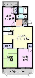 ジュネ向山一番館(3LDK/2階)の間取り写真