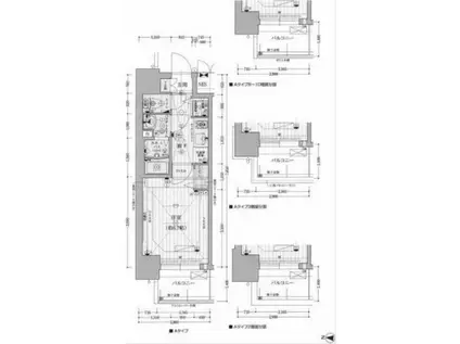 プレサンス天神橋ラ・デュアル(1K/2階)の間取り写真