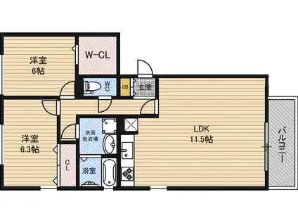 ネバーランド(2LDK/2階)の間取り写真
