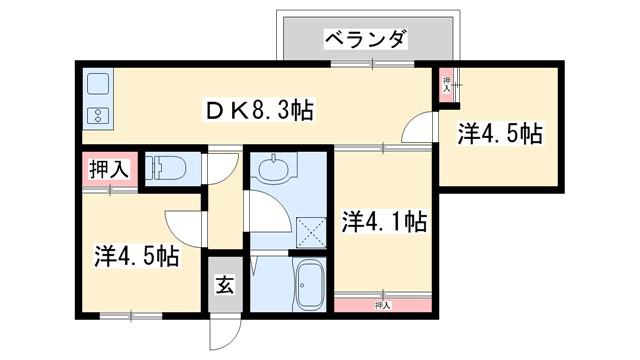 サングレース荒井(3DK/1階)の間取り写真