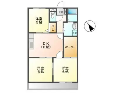 レジデンス善(3DK/4階)の間取り写真