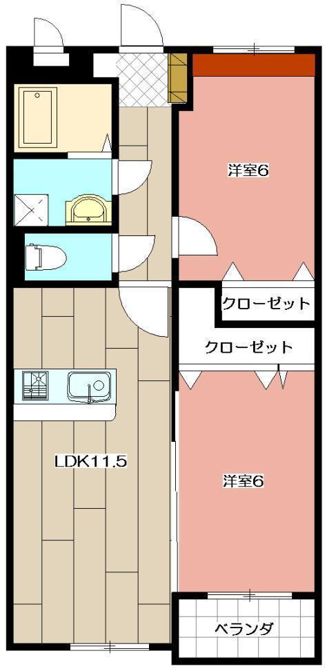 プレステージ東貫αI(2LDK/1階)の間取り写真