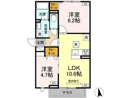 セレスティア岡本(2LDK/1階)の間取り写真
