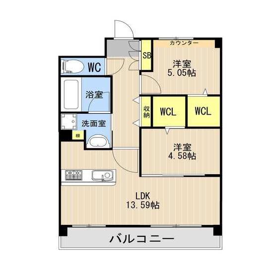 LIBTH光の森II(2LDK/8階)の間取り写真