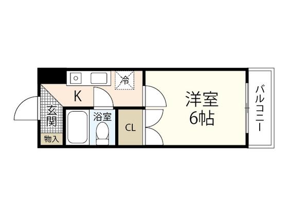 ヴィラブランシュ庚午中(1K/4階)の間取り写真