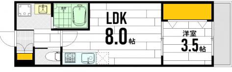 M TERRACE牛田新町(1LDK/1階)の間取り写真
