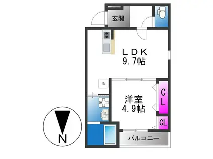 フジパレス花園中央公園南II番館(1LDK/2階)の間取り写真