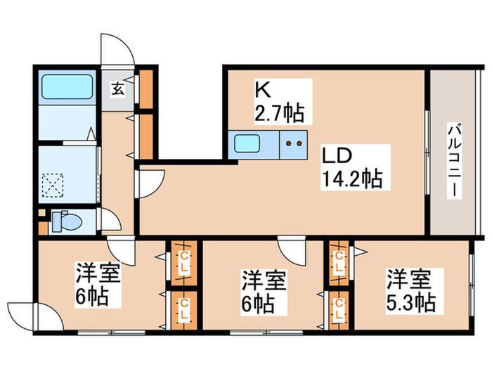 COMOZONA MARUYAMA(3LDK/4階)の間取り写真