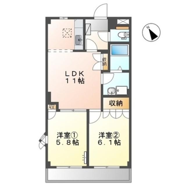 パークフロント大門(2LDK/1階)の間取り写真