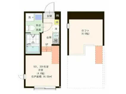 ハーモニーテラス足立X(1K/1階)の間取り写真