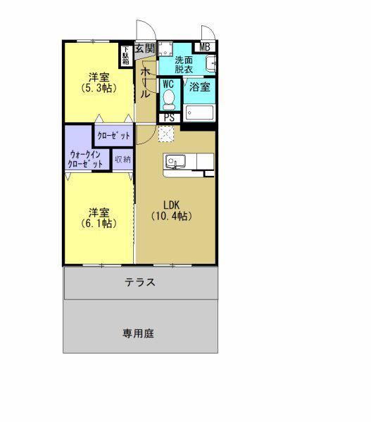 ルシード(2LDK/1階)の間取り写真