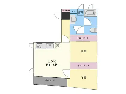 サンテラス花川戸(2LDK/3階)の間取り写真