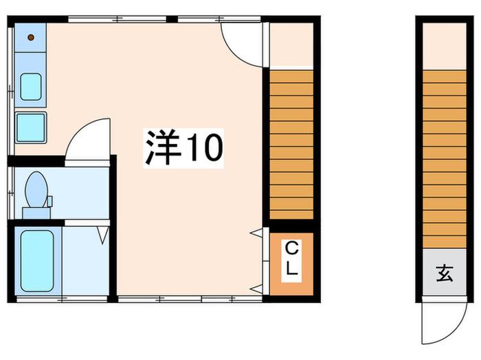 ぽっぽ荘(ワンルーム/2階)の間取り写真