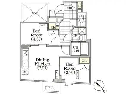 BRICK RESIDENCE 目黒本町(2DK/5階)の間取り写真