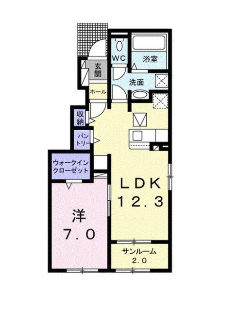 カルミア I(1LDK/1階)の間取り写真