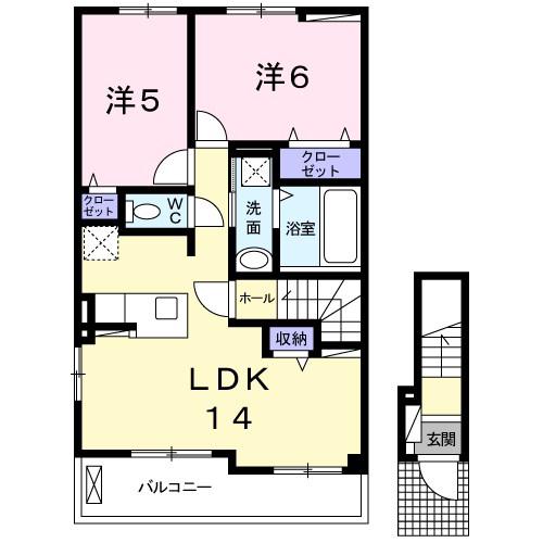 デュオ ルーチェⅡ(2LDK/2階)の間取り写真