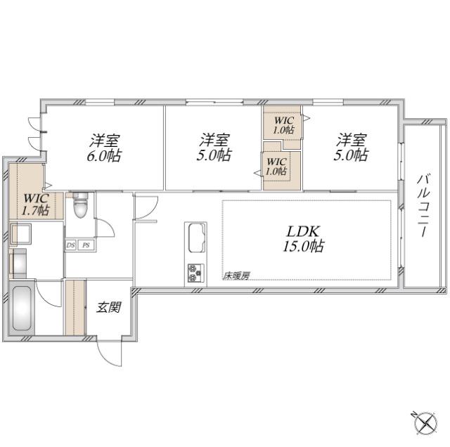 浦和区領家3丁目メゾン南棟(3LDK/3階)の間取り写真