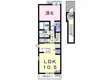 アンソレイユ(1LDK/2階)の間取り写真