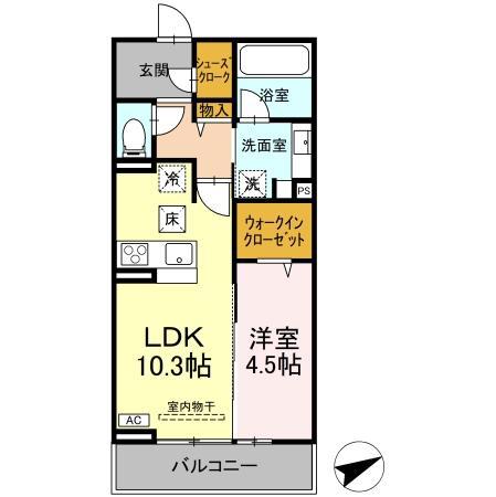 チェ イル ソーレ(1LDK/3階)の間取り写真