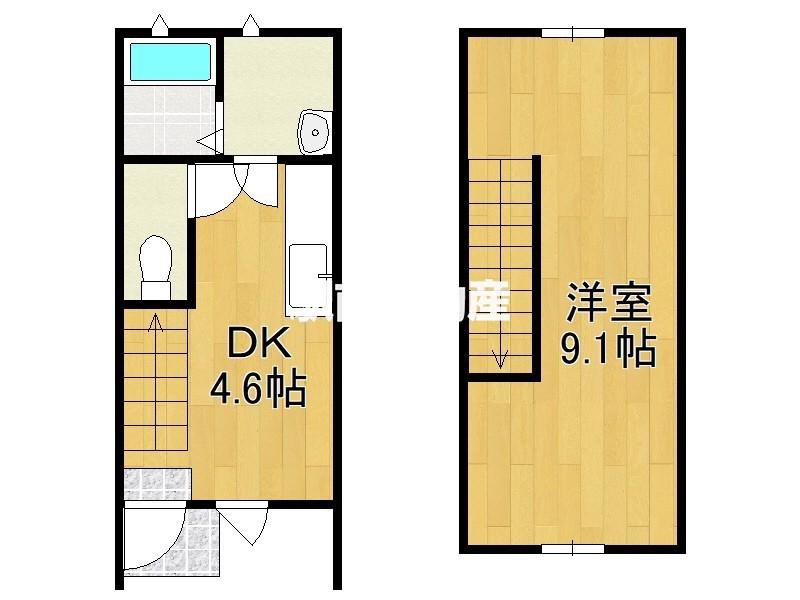IKKA西牟田 A(1K/1階)の間取り写真