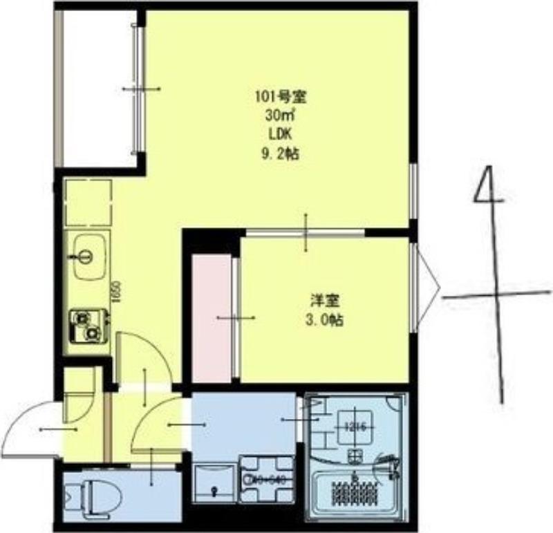 REGALEST荒井II(1LDK/1階)の間取り写真