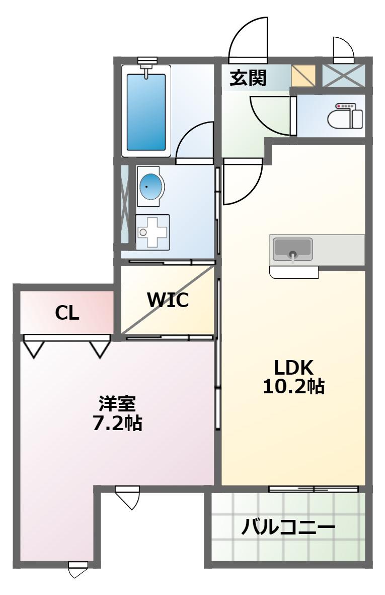 ブランクロスVII(1LDK/3階)の間取り写真