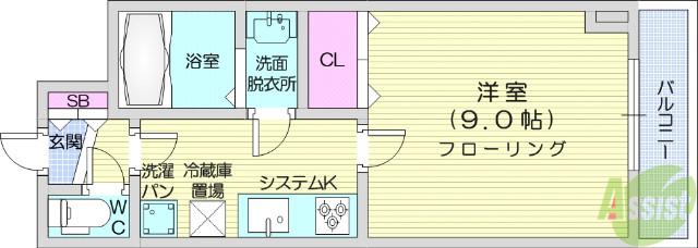 アーバンヒルズ国見(1K/5階)の間取り写真