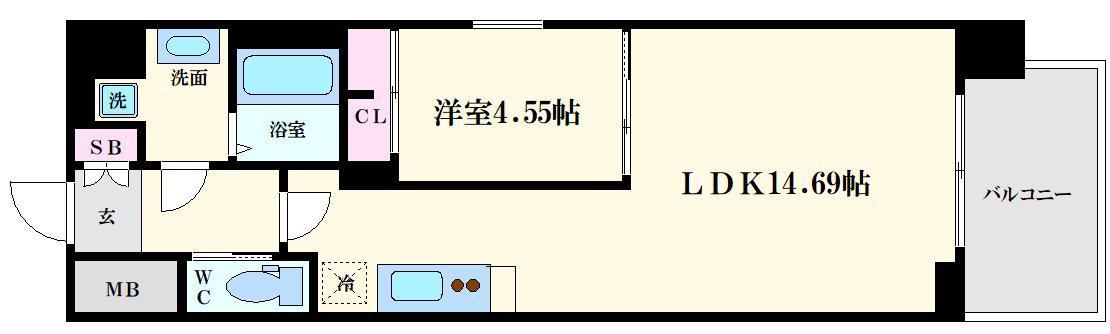レオングラン本町橋(1LDK/6階)の間取り写真