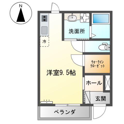 グランディールエタニティ(ワンルーム/1階)の間取り写真